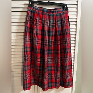 Vintage Pendleton Plaid Wool Skirt Red and Green Women's Christmas